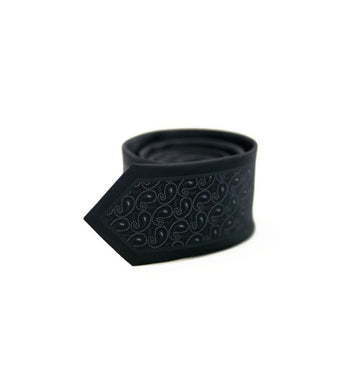 Men's Black Paisley skinny Silk Tie Unique_Regalia